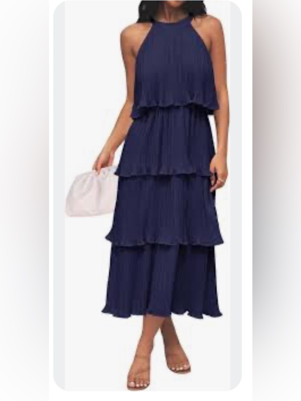 NWT Tiered Navy Blue Midi Dress in Size Small